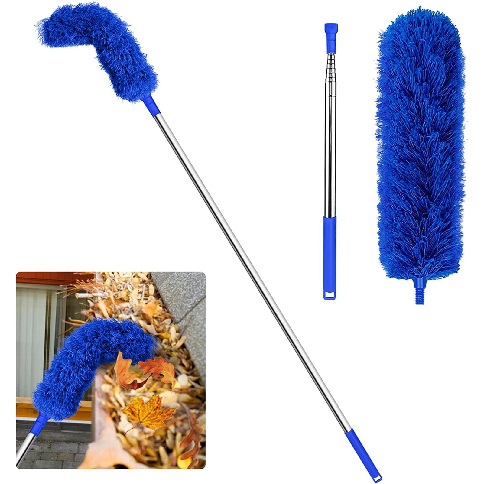 Telescopic Gutter Cleaning Brush Removing Leaves Debris Adjustable