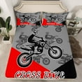 thumbnail image 3 of Feelyou Cross Bike Lover Twin Sheet Sets for Child, Motorcycle Speed Sport Twin Fitted Sheet, Gray Red Cartoon Flat Sheet, Breathable Home Decor, 3-Piece, 3 of 8