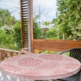 thumbnail image 2 of Ambesonne Tropical Leaves Fitted Round Tablecloth, Boho Exotic Jungle, 36"- 40" Diameter, Pale Pink and Rose, 2 of 5