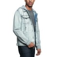 thumbnail image 2 of Victorious Men's Detachable Hood Layered Look Distressed Denim Jacket DK135 - ICE - Medium, 2 of 7