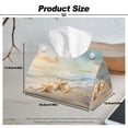 thumbnail image 7 of COEQINE PU Leather Tissue Box Cover Rectangle Tissue Case Holder Facial Tissue Dispenser for Vanity Countertop, Bedroom Dresser, Office Home Decorative, Beach Starfish Gold, 7 of 7