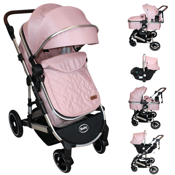 Carriola Reversible 4 en 1 iBaby Murano Portabebé Autoasiento Rosa Plegable rosa