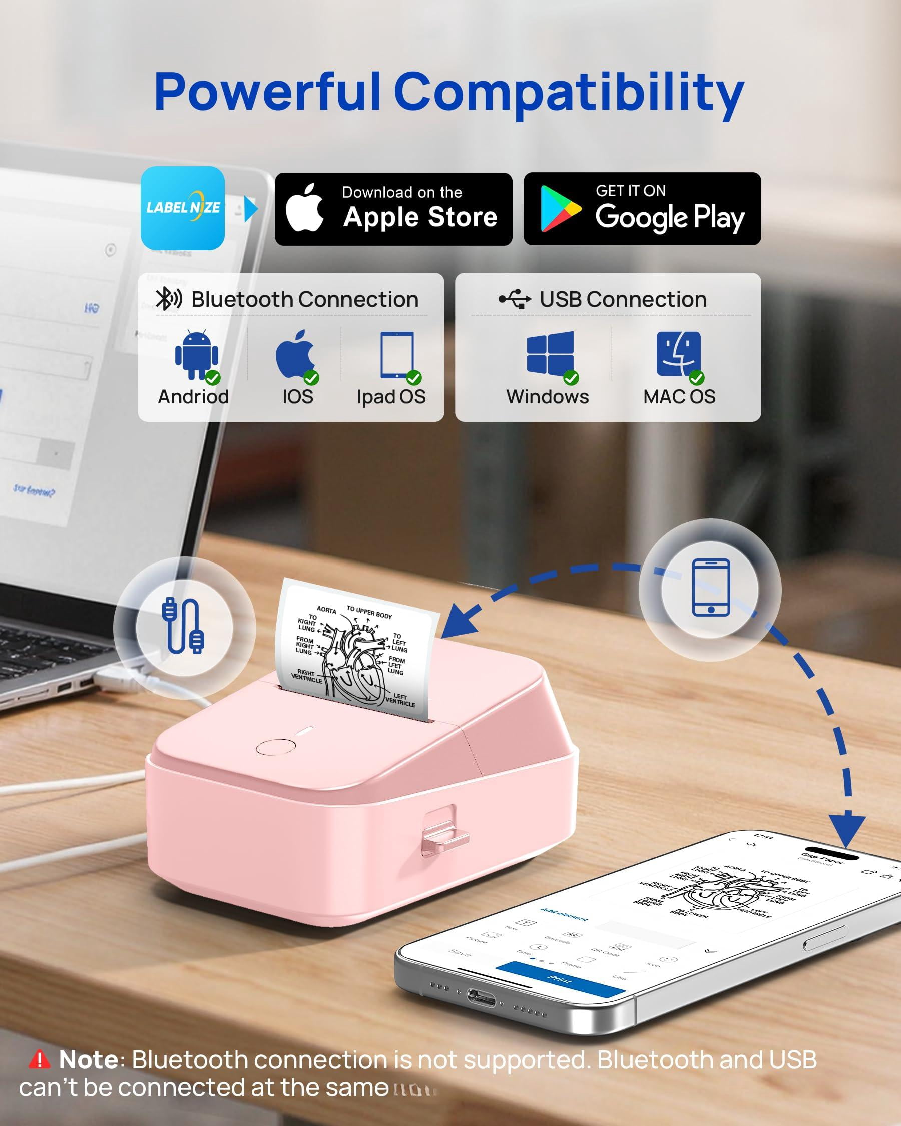 Pm260 Label Maker Machine  2 Inch Printer Inkless Portable Labeler With Smart Ai App For Home Kitchen School Office Organization Pink