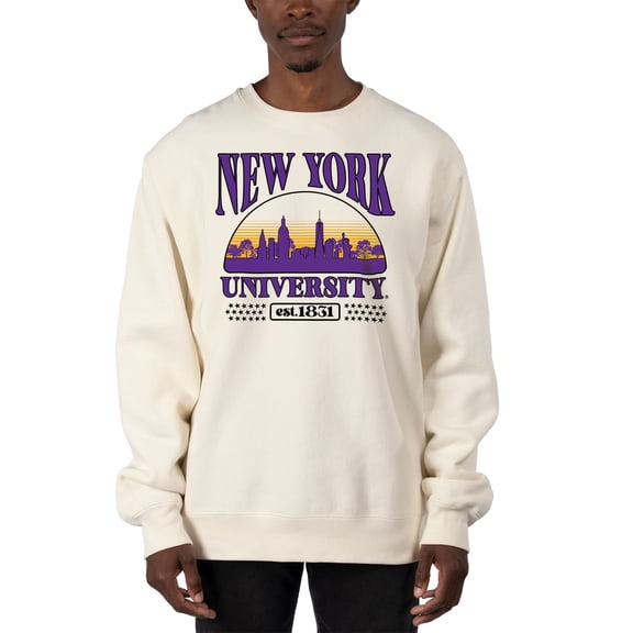 Men's Uscape Apparel Cream NYU Violets Premium Heavyweight Pullover Sweatshirt
