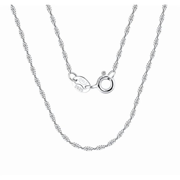 925 Sterling Silver Solid Diamond-Cut Singapore Snake Twisted Chain Necklace 1.5mm 16 Inch N7