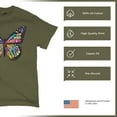thumbnail image 4 of Tee Hunt Colorful Neon Butterfly T-Shirt Dean Russo Beautiful Nature Men's Tee, Military Green, Small, 4 of 5