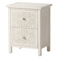 thumbnail image 1 of COZAYH Farmhouse 2 Drawer Home Bedroom Nightstand w/Embossed Flower Motif, White, 1 of 9