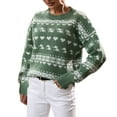 thumbnail image 2 of Vintage Christmas Sweaters for Women 2025 Long Sleeve Crewneck Color Block Knitted Pullover Sweater Jumper Tops, 2 of 8