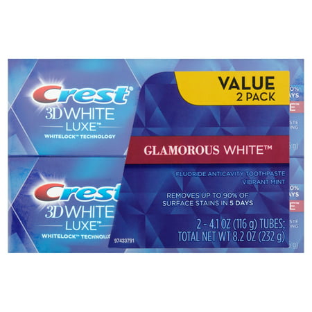 Blanc 3D Luxe Glamorous Vibrant White Mint saveur Dentifrice blanchissant 41 oz 2 count