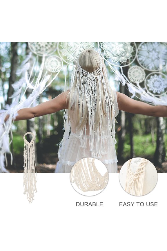Handcrafted Beige Macrame Bridal Headband Wedding Hairband Chic Accessory for Formal Events