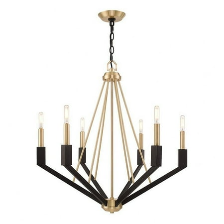 

Mid Century Modern Industrial Six Light Chandelier-Satin Brass/Bronze Finish Bailey Street Home 218-Bel-3110220