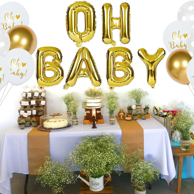 Oh Baby Gold Foil Balloon for Boy Girl Baby Shower Party - Main Image
