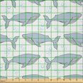thumbnail image 2 of Ambesonne Whale Fabric by the Yard Microfiber, Giants of Aquatic World, 2 Yards, White Pale Blue, 2 of 2