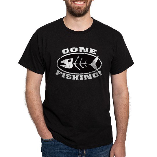 CafePress - Gone Fishing White Dark T Shirt - Men's Classic Cotton T-Shirts