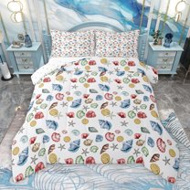 Manfei Cartoon Ocean Starfish Full Size Comforter Sets, Kawaii Marine Sealife Bedding Comforter Set, Teens Kids Boys Girls Reversible Bedding Sets, Microfiber Bedroom Decor, 3-Piece