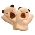 thumbnail image 4 of Capybara Themed Winter Mittens Warm Lined Full Coverage Fingerless Handwear with Detachable Neck Lanyard for Outdoor Enthusiasts,Color:White, 4 of 4
