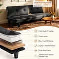 thumbnail image 3 of Lifarythm Futon Sofa Bed, Futon Couch with 3 Adjustable Backrest Convertible Twin Size Modern PU Leather Sleeper Sofa for Living Room 69", Black, 3 of 9