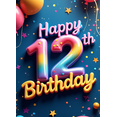 thumbnail image 4 of LUUFILx Colorful 12th Birthday Backdrop Banner with Star Elements Happy Birthday Party Supplies Decors Photography Props for Celebration Event Photo Booth Decorations, 4 of 8