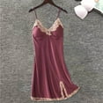 thumbnail image 2 of BJUTIR Sleepwear For Womens Nightgown Nightdress Thin Suspender Ice Silk Pajamas Lace Lace Slit Chest Pad Homewear, 2 of 3