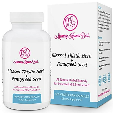 Mommy Knows Best Fenugreek and Blessed Thistle Lactation Aid Support Supplement for Breastfeeding (Womens Best Shake Breastfeeding)