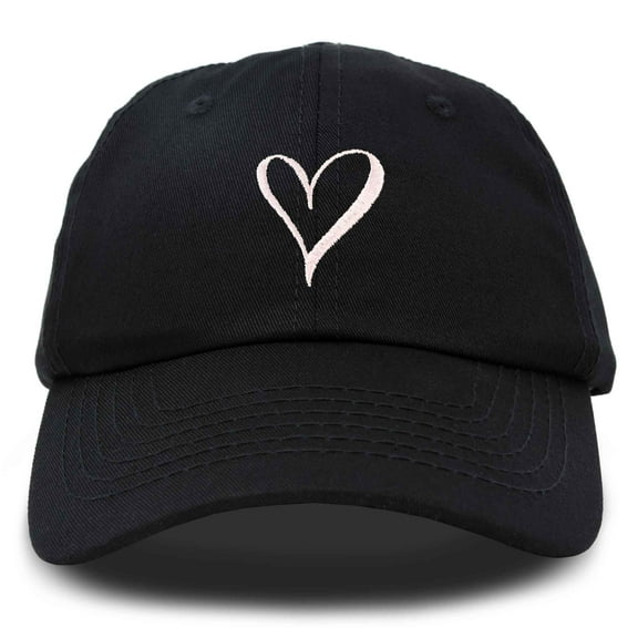 DALIX Hand Drawn Heart Hat Womens Embroidered Baseball Cap in Black