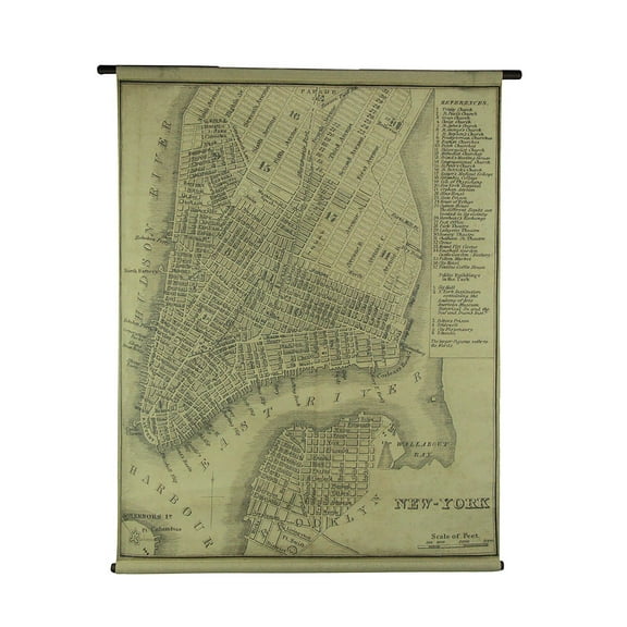 VIP Home and Garden Vintage New York Map Canvas Print Wall Hanging