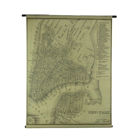 Vintage New York Map Canvas Print Wall Hanging
