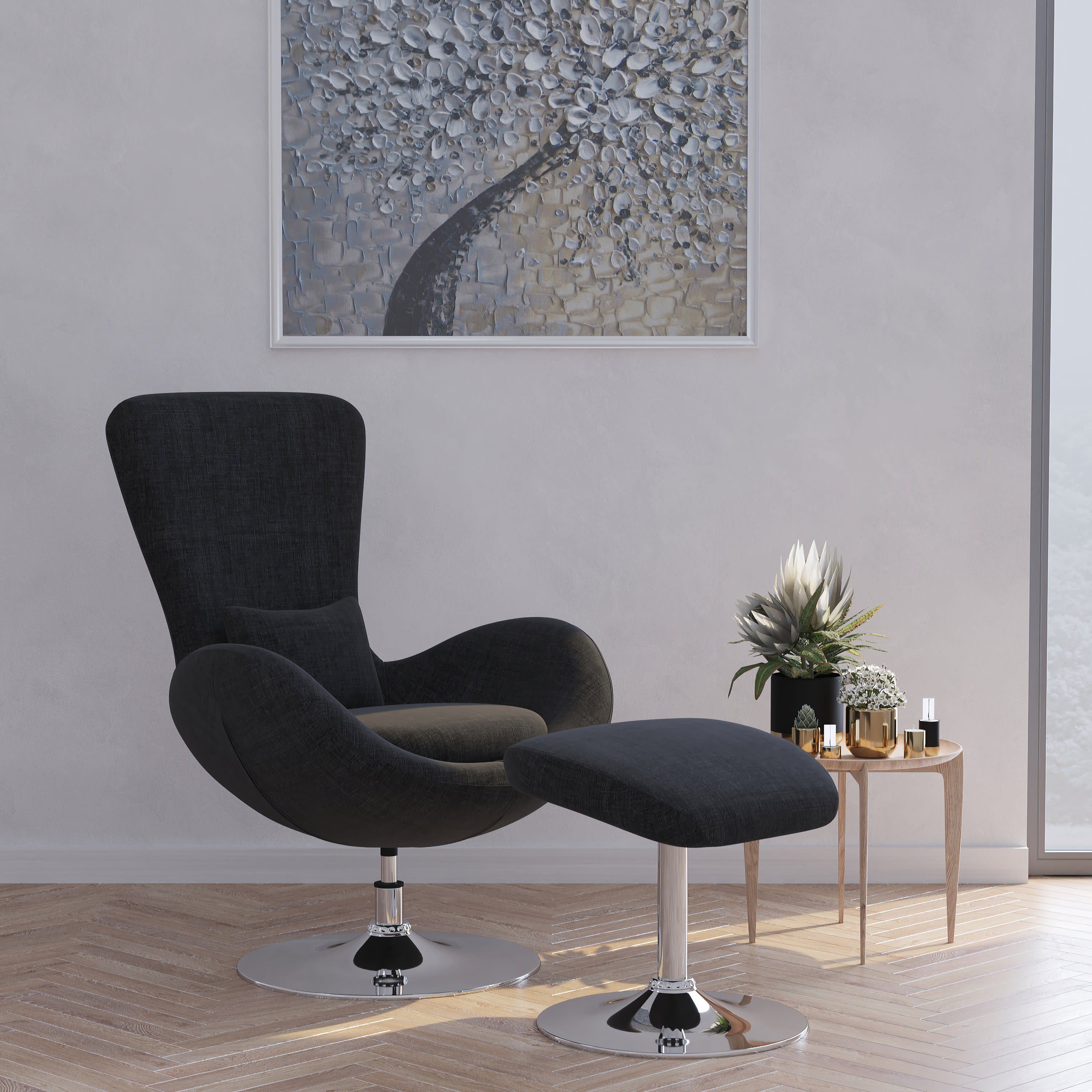 Merrick Lane Monarch Fabric Upholstered High Back Lounge Chair and