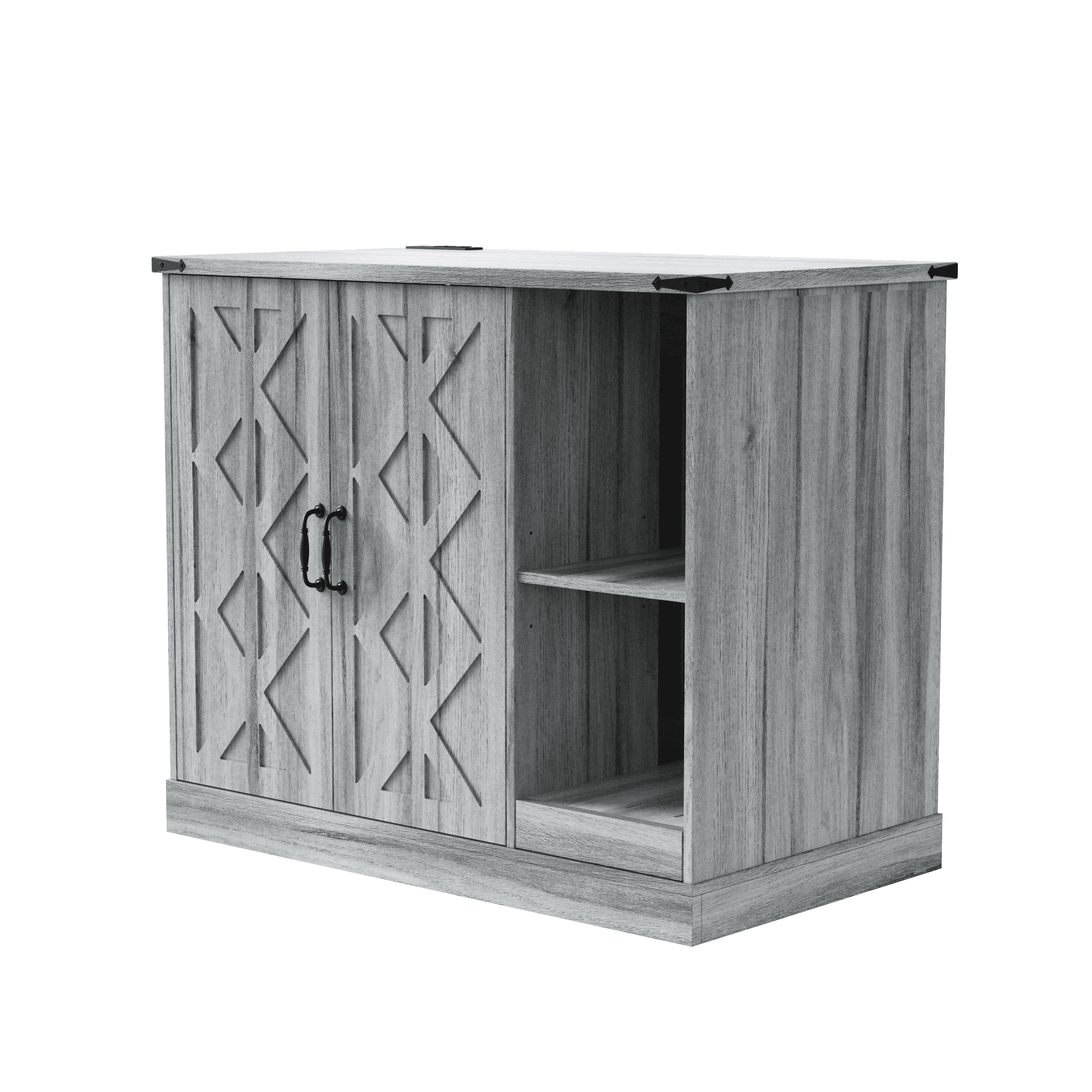 Daheat Cat Litter Box Cabinet with Power Outlet, Modern Litter Box Furniture for Large Automatic Litter Boxes, Hidden Litter Box Enclosure with Litter Catcher, Adjustable Storage Shelves, Gray