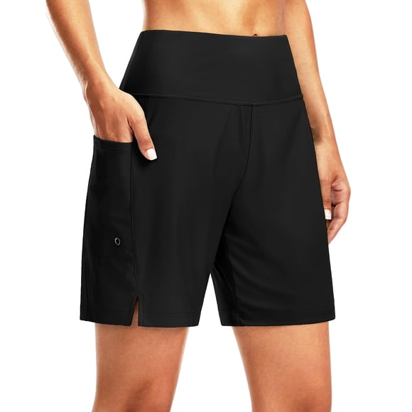 Shorts de baño G Gradual de 7" de tiro alto, secado rápido, negros