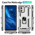 thumbnail image 2 of SaniMore Tri-layer Case for Motorola Moto Edge+ (2023), 360° Rotating Holder/Kickstand Rugged PC Back + TPU Bumper Magnetic Car Mount Anti-fingerprint Anti-fall Heavy Duty Protective Case, Silver, 2 of 7