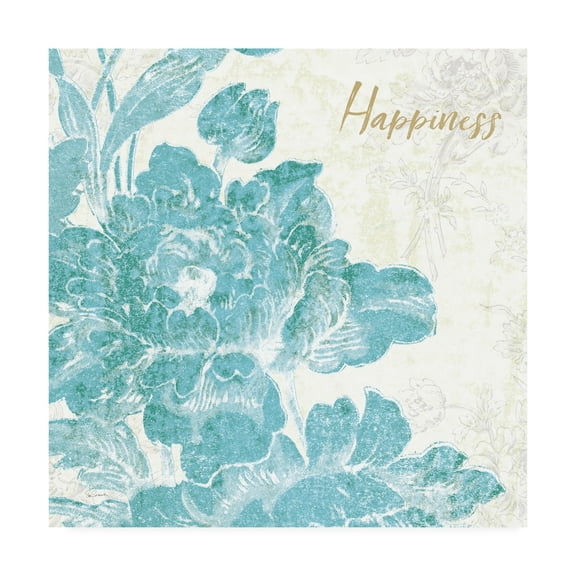 Trademark Fine Art 'Toile Roses VI Teal Happiness' Canvas Art by Sue Schlabach