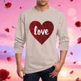 thumbnail image 2 of LJEFF Men's Valentine's Day Long-Sleeve Shirt, Casual Heart Print Regular Fit Crew Neck Men's Tees Beige, 2 of 5