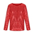 thumbnail image 6 of Cethrio Girls Long Sleeve Tops, Crew Neck Party Pullover Dancing Sequin Clothes Red Size 7-8, 6 of 6