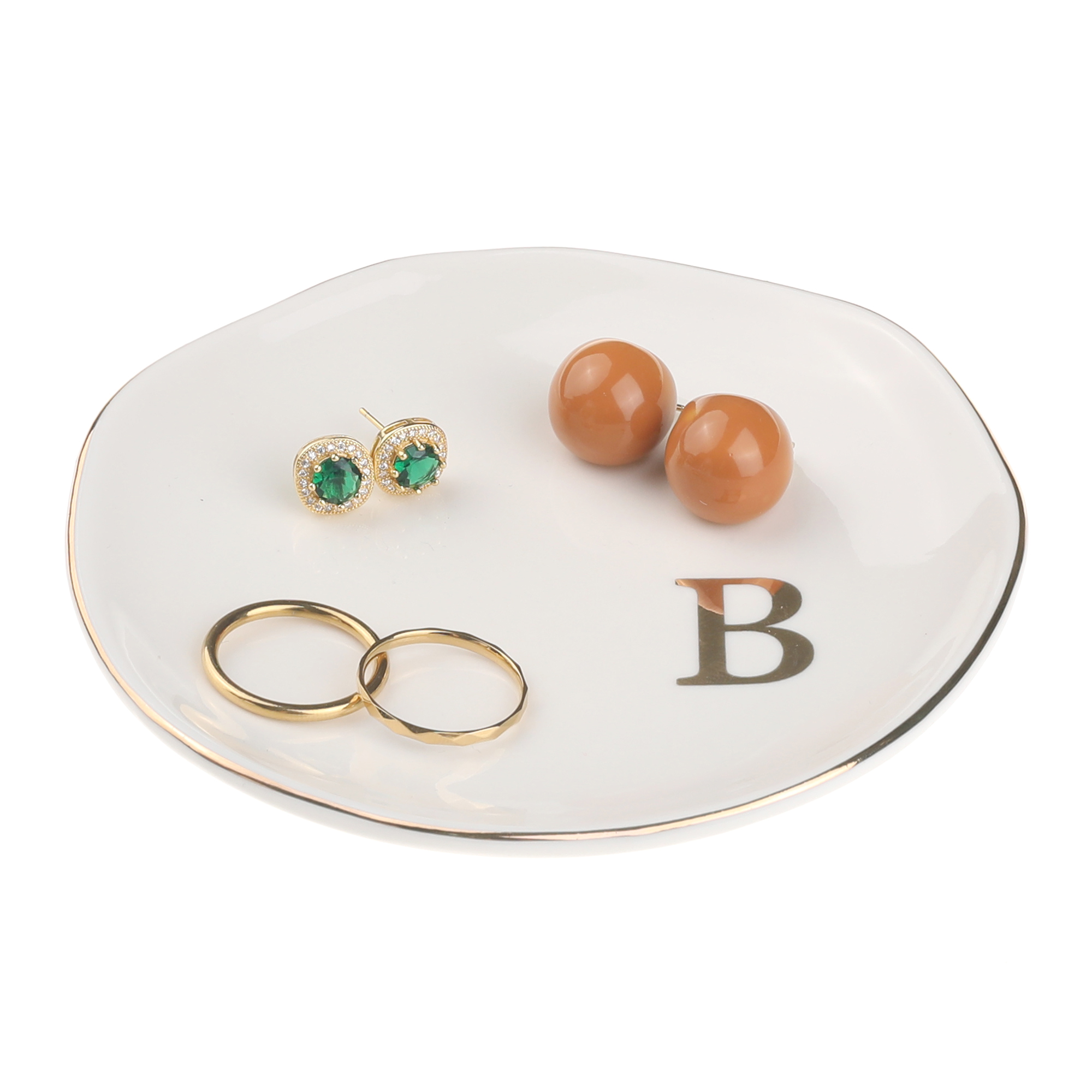Unique Bargains Ceramic Jewelry Tray Decorative Trinket Dish Gifts Jewelry Boxes White-B