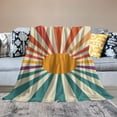 thumbnail image 2 of Chilfamy Sunburst Flannel Throw Blanket for Couch Sofa Bed Camping All Seasons - Soft Plush Lightweight Anti-Pilling Wrinkle Resistant Cozy Blanket 60x80in, 2 of 6