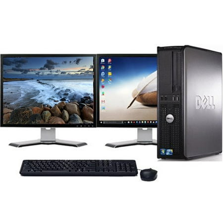 Dell Optiplex Dual Monitor Desktop Computer with Intel 2.13GHz Processor 4GB RAM 500GB HD 300Mps Wifi DVD Windows 10 Pro and 2x 17