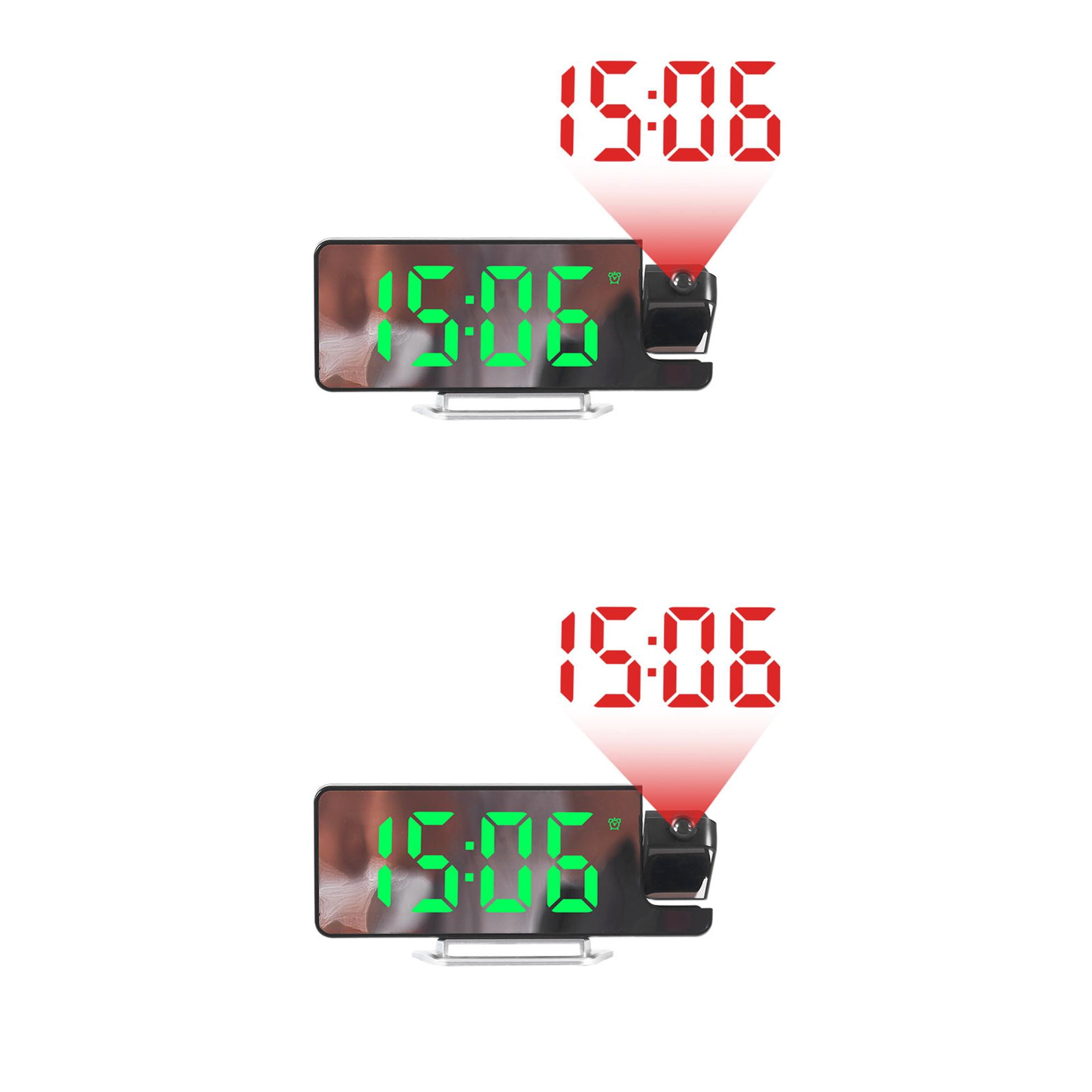 Unique Bargains 2 Pcs Projection Alarm Clocks for Deep Sleepers Green