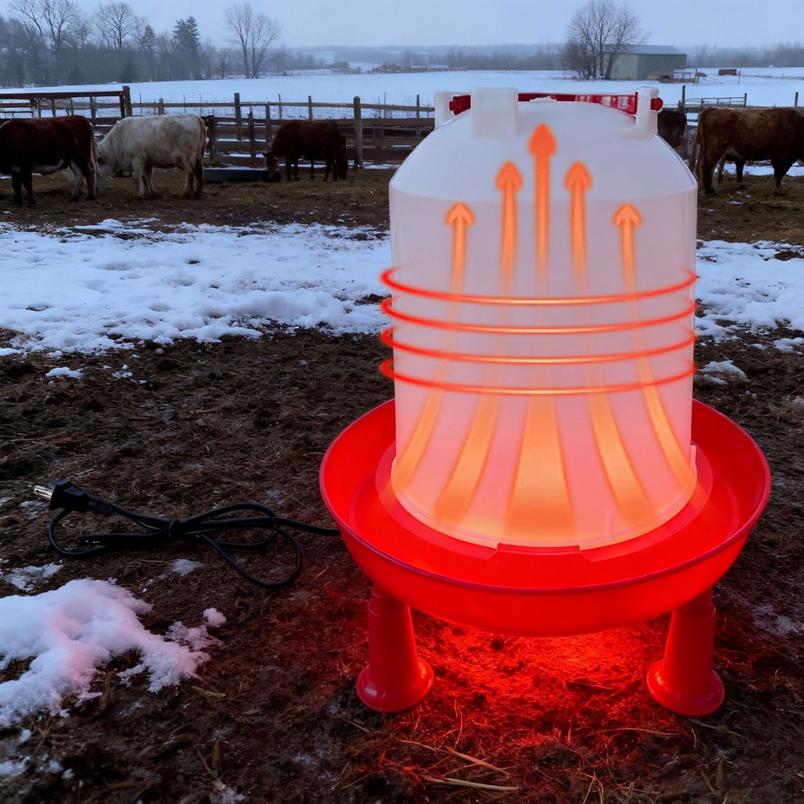 Outdoor Heated Chicken Waterer Poultry Bath Drinking Water Heating Poultry Feeder Heating Hood Machine Hanging Indoor Outside Home Garden Presents For Poultry Lovers