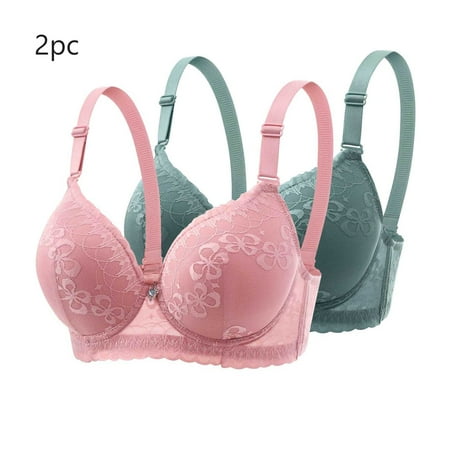 MLCDZ 2 Pack Lace Bras for Women Push Up Bralettes Full Coverage Corset Underwire Plus Size for Large Breasts with Support Sexy Minimizers Everyday Lingerie 2Pcs-Multicolor#09 46