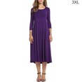 thumbnail image 3 of Qarigey Vestido de mujer Cuello Otoño Vestido de mujer Traje de cuello Media manga Vestido de columpio grande Vestidos Violeta 3XL Qarigey AP003182-36, 3 of 6
