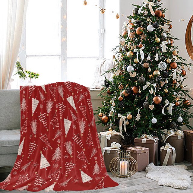 Puntoco Manta navideña con estampado de árbol de Navidad, manta para la siesta, manta de franela, manta aislante para exteriores, manta para juegos