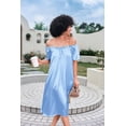 thumbnail image 6 of Ekouaer Women's Short Sleeve Sleep Dress Pleated Nightgown Loose Sleepwear Nightshirt, 6 of 7