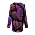 thumbnail image 5 of Hogleaql Womens Valentines Shirt V-Neck Cozy Long Sleeve Tees Love Heart Printed Fashion Lounge Loose Mid-Length Top Dark Purple 3XL, 5 of 6