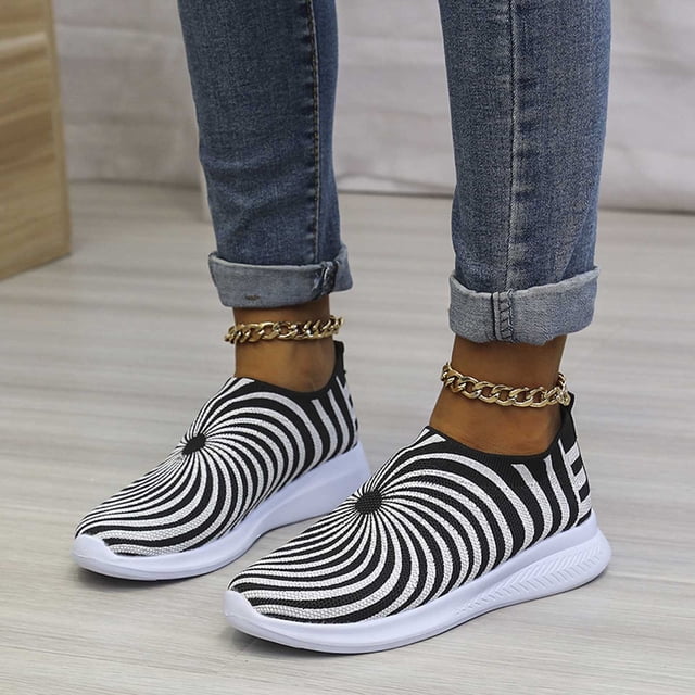 LSLJS Mode Femmes Tissu Extensible Grande Taille Chaussures de Sport Décontractées Légères en Maille Volante, Espadrilles pour Femmes