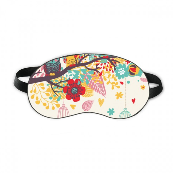 Illustration Animals Branches Flowers Owls Sleep Eye Shield Soft Night Blindfold Shade Cover