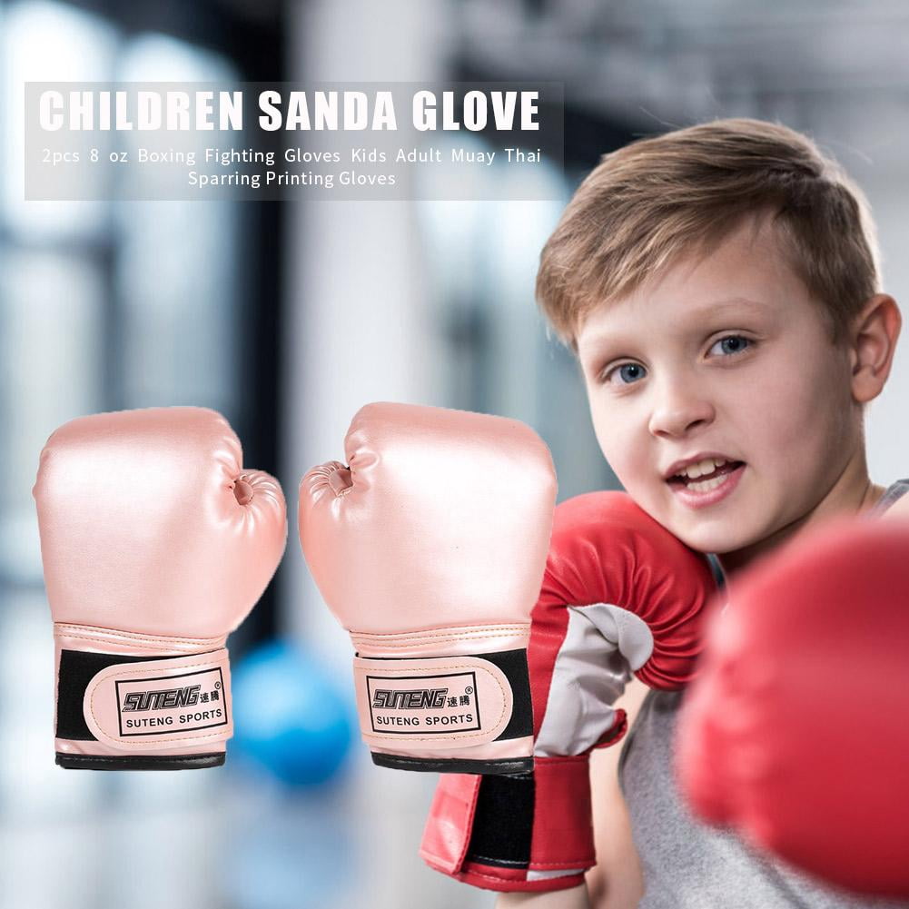 BLEEUS 2Pcs Boxing Gloves Kickboxing Training Gloves For Boys Girls Youth Fitness Supplies (Pink)