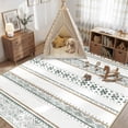 thumbnail image 2 of KoshiMe Area Rugs 6'x9', Low Pile Non-Slip Washable Rug for Living Room, Soft Boho Moroccan Neutral Geometric Indoor Rug for Bedroom Dining Room Office, Green, 2 of 9