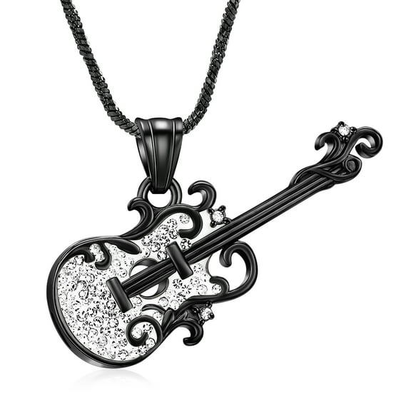 Crystal Cremation Jewelry Carved Guitar Urn Necklace for Ashes for Dad Cremation Pendant Ashes Holder Memorial Keepsake Urn Necklace