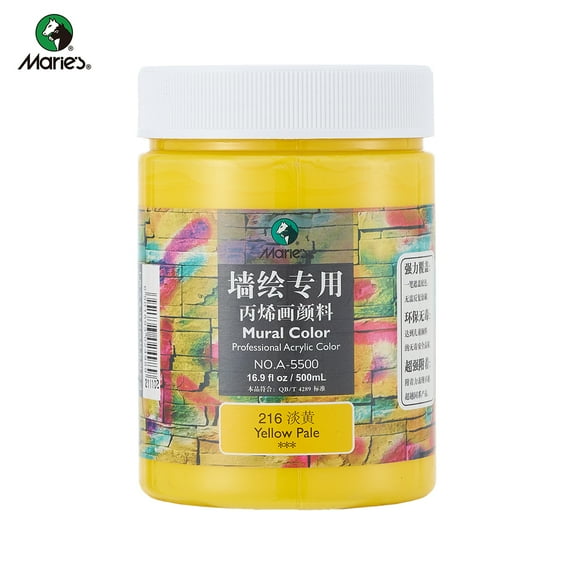 Professional Acrylic Paint 500ml (16.9Fl Oz Bottles)-Yellow Pale ,Non Toxic Acrylic Paint No Fading Rich Pigment for Adults Artists Canvas Crafts Wood Painting,Large Surface Coverage